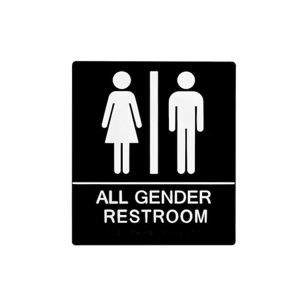 Bcf 8 x 9 All Gender Wall Sign, Text With Braille, Black SB455-BLACK - main